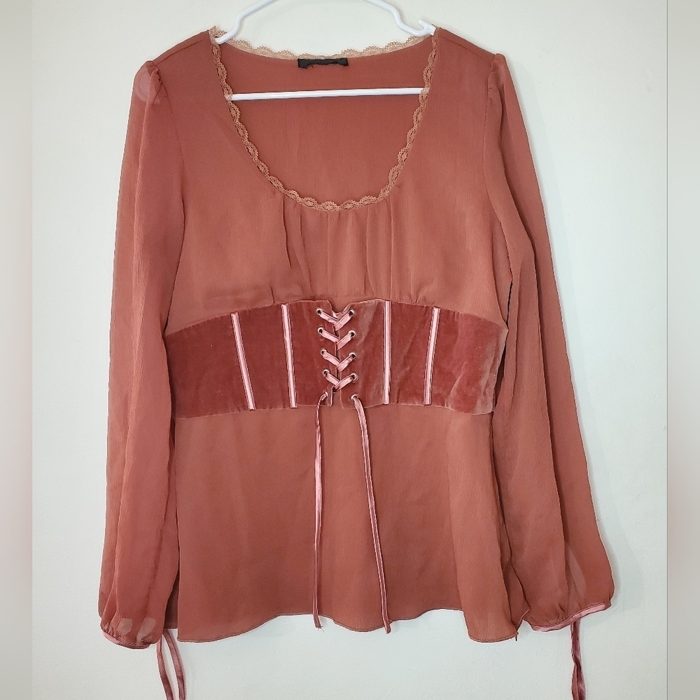 Womens Sheer Renaissance bustier Blouse Size M-L